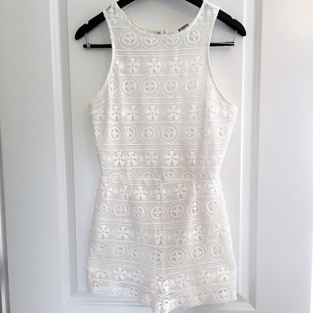BB Dakota White Lace Romper